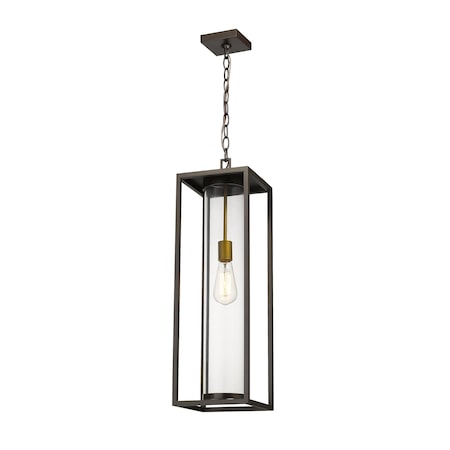 Z-Lite Dunbroch 1 Light Outdoor Chain Mount Ceiling Fixture, Deep Bronze + Outdoor Brass & Clear 584CHB-DBZ-OBS